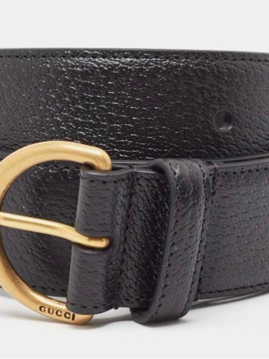 Gucci Other - Gucci Black Leather Belt with Gold-Tone Round Buckle The buckle has signed used